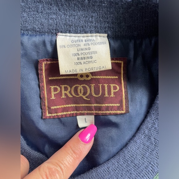 Vintage Proquip Navy and Green Plaid Golf Pullover, Wind Jacket, Size Large - Picture 5 of 8